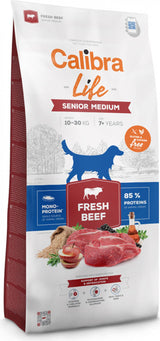 Calibra Dog Life Senior Medium Fresh Beef 12kg – Krmivo pro starší psy středních plemen, balení 12 kg.