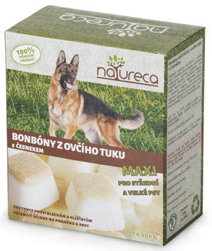 Bonbóny z ovčího tuku s česnekem NATURECA Maxi 250g balení.