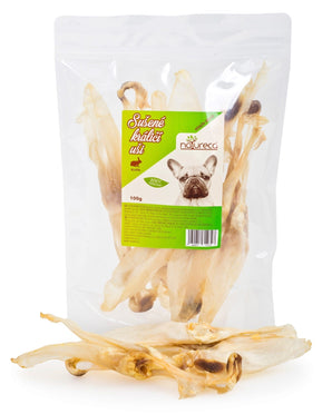 Pochoutka pro psy z králičích uší, sušené, balení 100g.