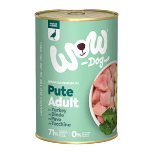 WOW konzerva Krocan s cuketou Adult 400g - konzerva pro dospělé psy s krocanem a cuketou, ideální pro citlivé trávení.