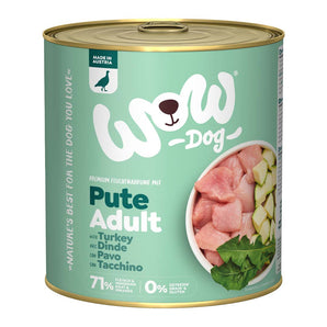 WOW konzerva Krocan s cuketou Adult 800g - větší balení konzervy pro dospělé psy, podporuje trávení a zdraví.