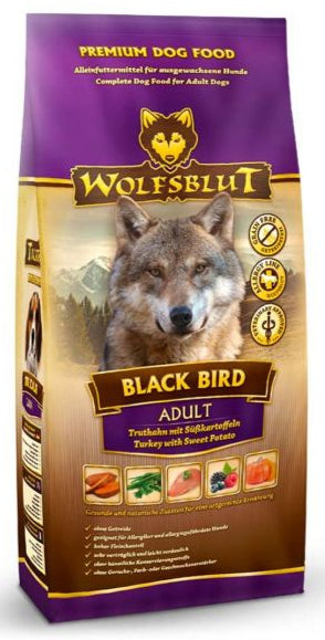 Granule Wolfsblut Dog Adult Black Bird s křepelkou a batáty pro dospělé psy, 2 kg.