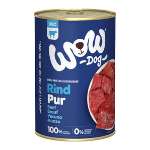 WOW konzerva PUR Hovězí monoprotein 400g - monoproteinová konzerva s hovězím pro psy, ideální pro citlivé zažívání.