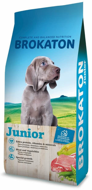 Krmivo pro psy BROKATON Dog Junior 20kg pro mladé psy, 20 kg balení.