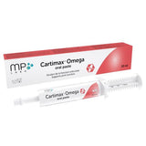 Cartimax Omega perorální pasta 30ml - přírodní podpora pro klouby, obsahující omega-3 mastné kyseliny pro zlepšení flexibility a zdraví kloubů u psů a koček.